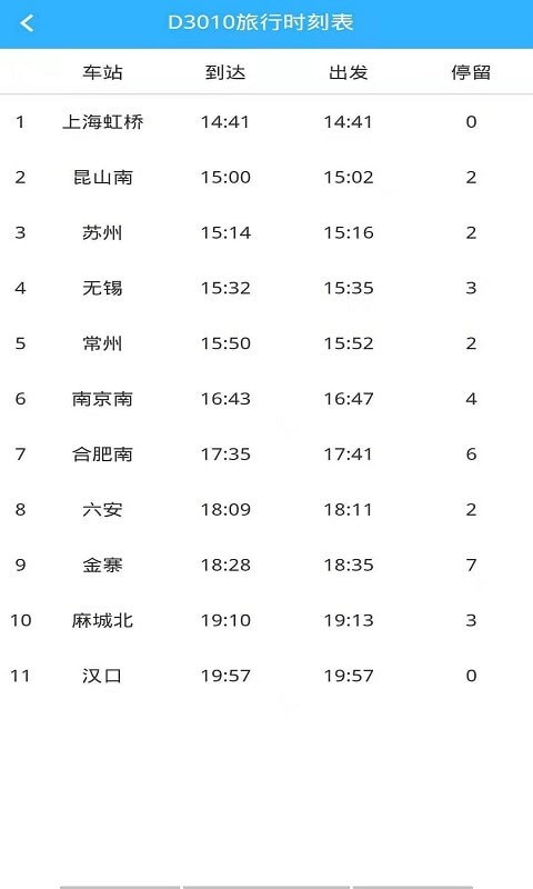 旅程时刻表官网版